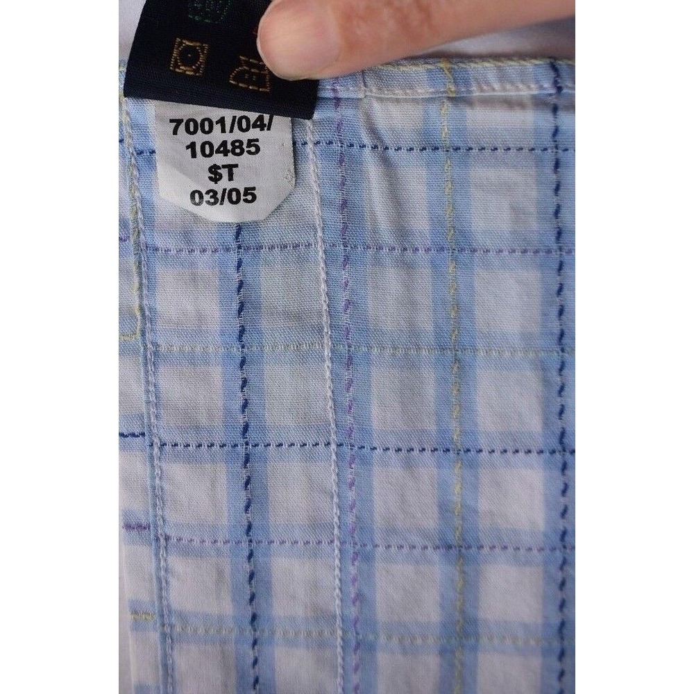Tommy Hilfiger Men's Blue Plaids & Checks L/S Button Up Cotton Medium Shirt - Picture 7 of 12